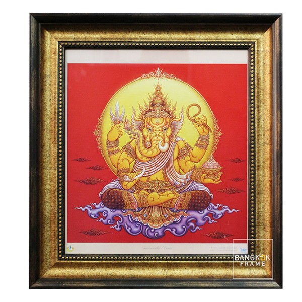 กรอบรูปไม้จริงสีดำภาพพิมพ์จากต่างประเทศ